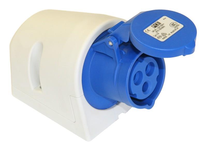 PCE WCD opbouw CEE 16A - 230V 3P - IP44 - 6h - blauw  